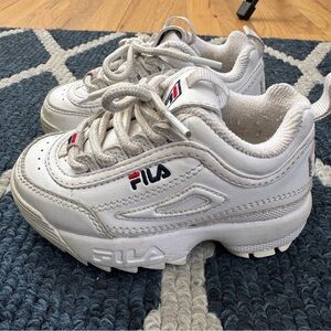FILA Disrupter 2 Toddler Sneakers Size 7 White Red Blue Chunky Shoes